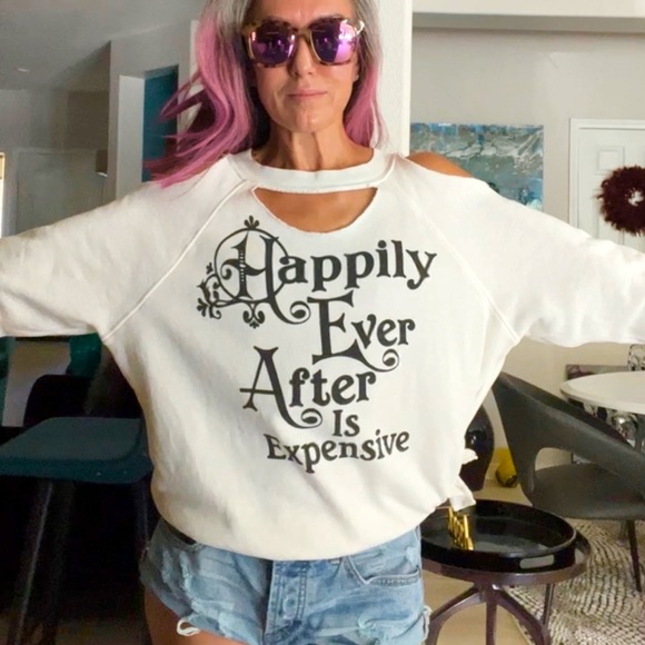 Wildfox CUSTOMIZED Oversized Ivory Black Letters Happily Ever After is EXPENSIVE - Picture 6 of 15